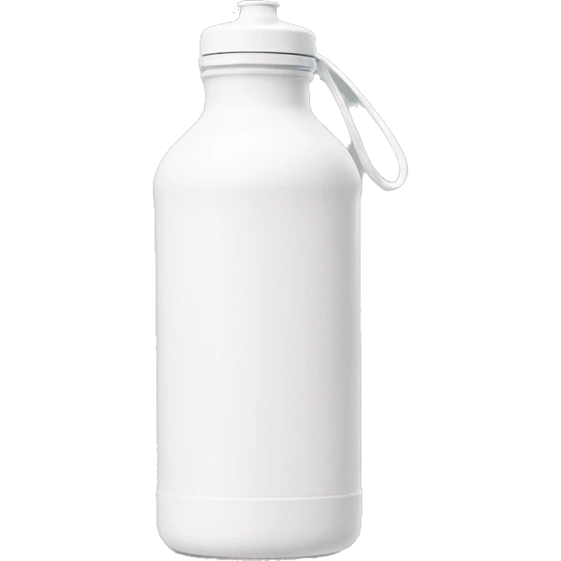 white water bottle with white lid, white handle strap emoji