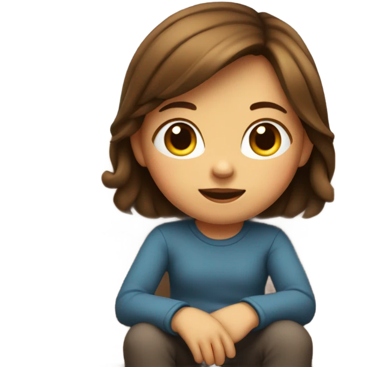 Little cute girl with brown hair sitting in the couch illustration  emoji
