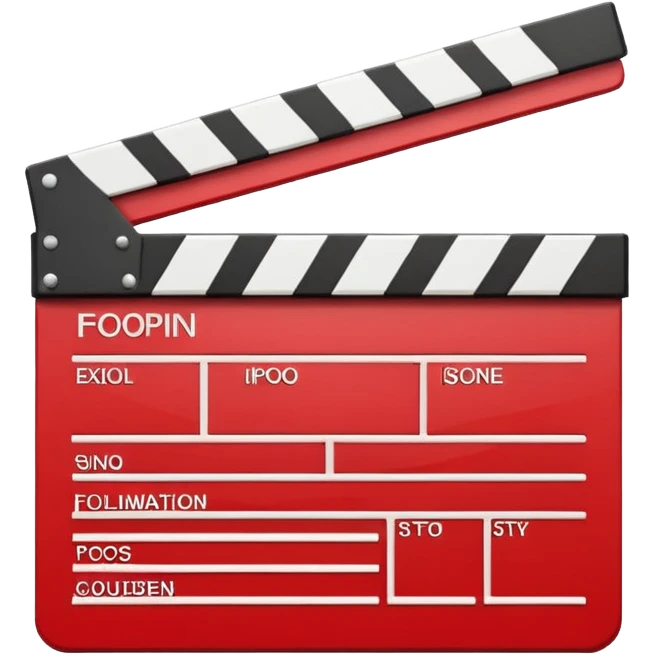 red clapperboard used in filmmaking, cute and stylish design emoji