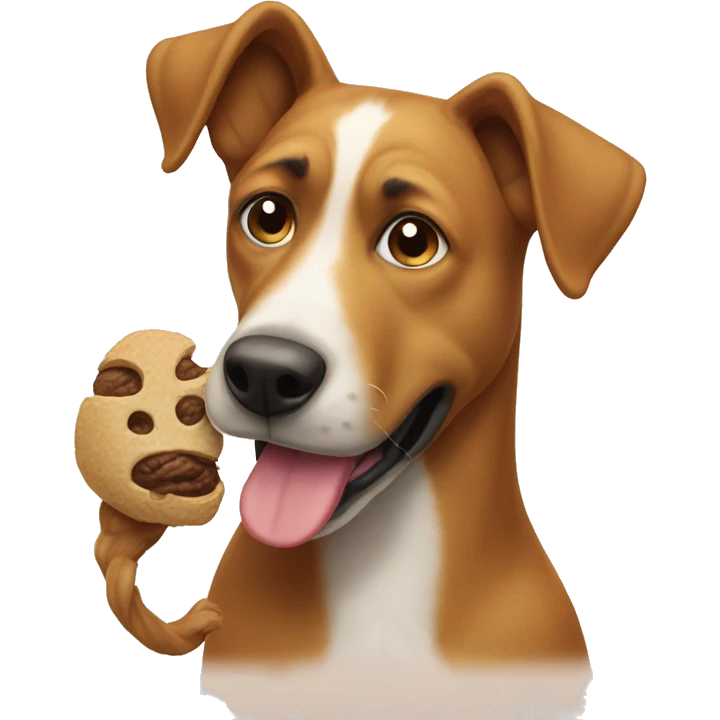 un perro con una caca en la cabeza emoji