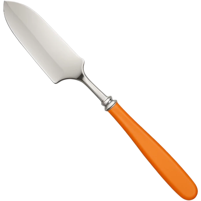 Hermès-style butter knife, classic design, silver blade, Hermès orange handle, luxury, cute emoji style emoji