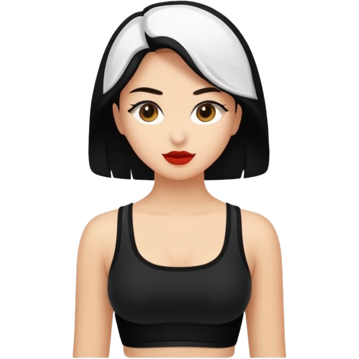 Siyah uzun saçlı siyah ceket  polar ceket ceket gevşek biraz omzundan çıkıyormuş gibi ve bugday ten rengi soltaraftaki omzundan çıkık sadece içinde de siyah crop var crop  emoji