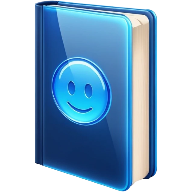 dark neon blue glass book emoji