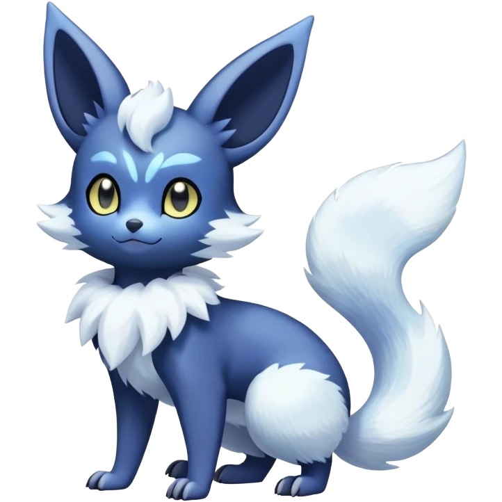 Shiny snowy pastel Noibat-Meowstic-Umbreon-Fakémon-hybrid-creature (full body)  emoji