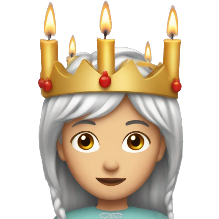 lucia with candles in her lucia crown emoji