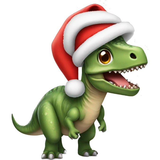 Dino wearing Santa hat emoji