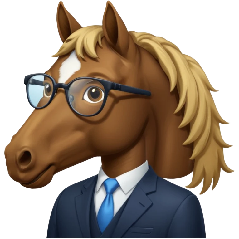 Business man with horse head with glasses emoji