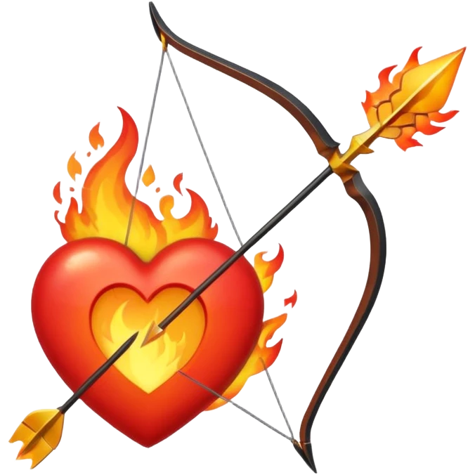 bow and arrow going through fire heart emoji