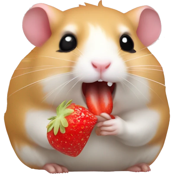 hamster with strawberry in mouth emoji