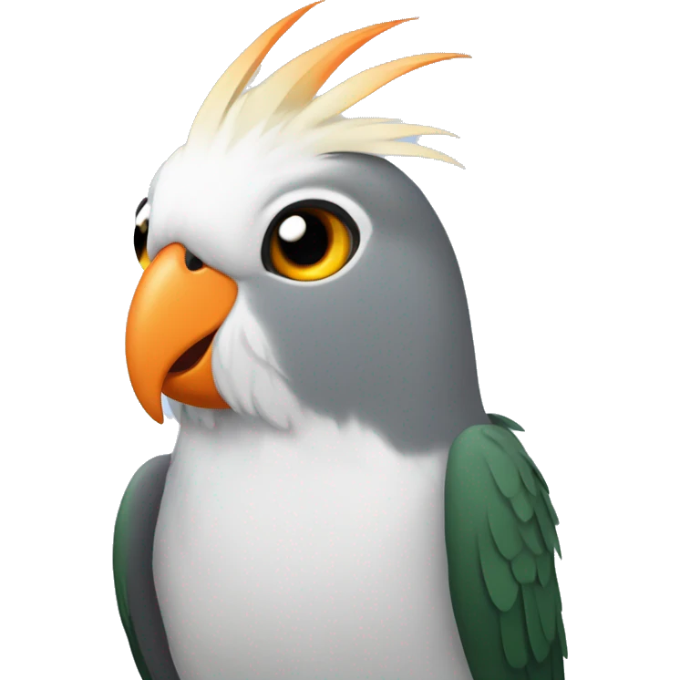 Grey Cockatiel orange cheeks with Dark Green Tail emoji