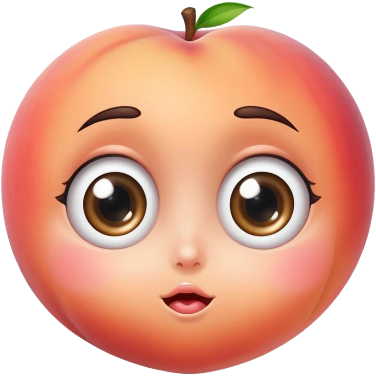 Shy blushing peach with big eyes emoji