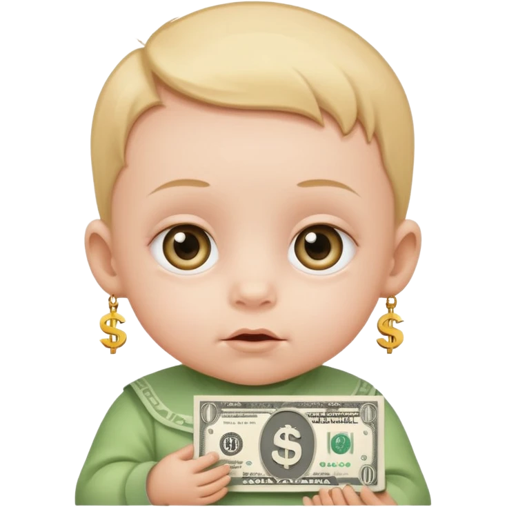 baby with dollar signs in its eyes emoji