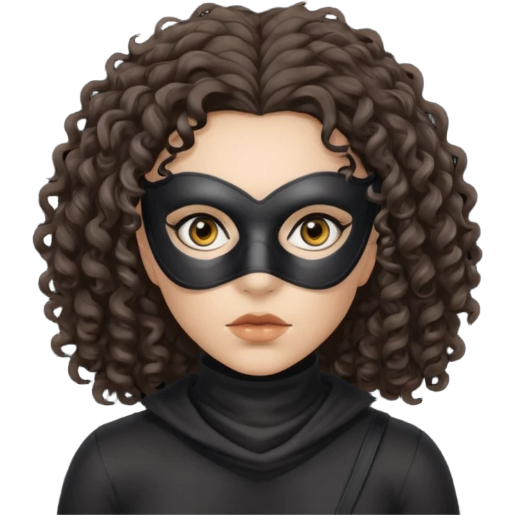 woman with robber mask concerned dark curly hair emoji