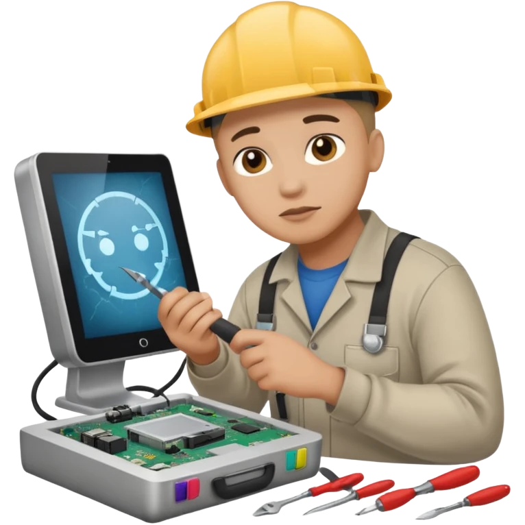 computer technician fixing damage computer emoji