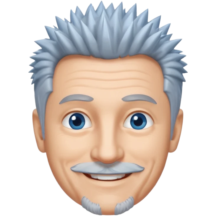 homme 60 ans cheveux gris piques petite barbe sourir emoji