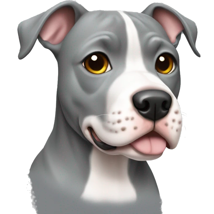 Cute grey pitbull with white chest  emoji