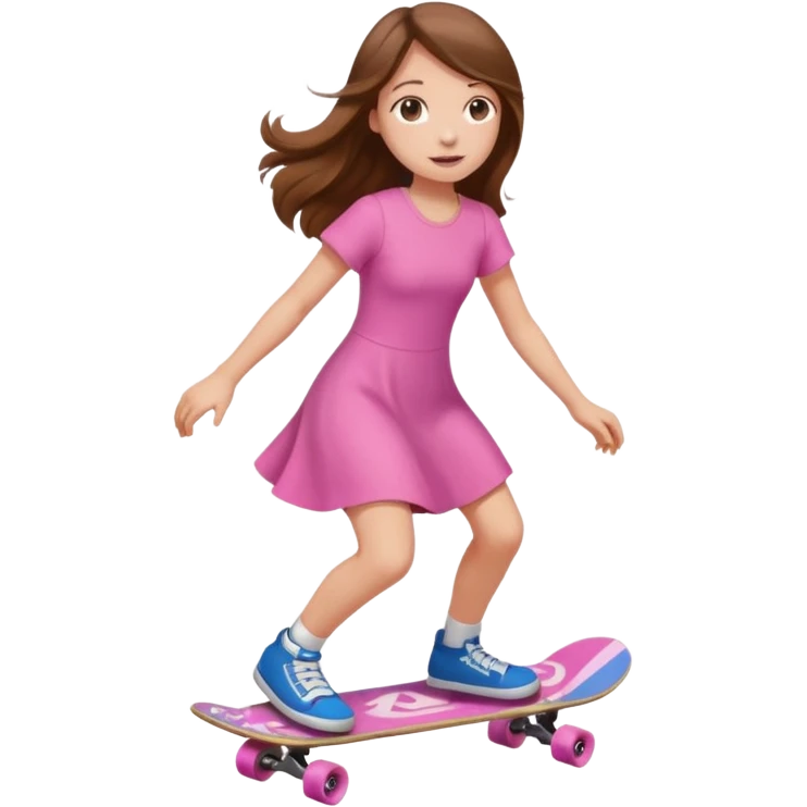 Dinosaur on a skateboard pink dress for girls in  emoji