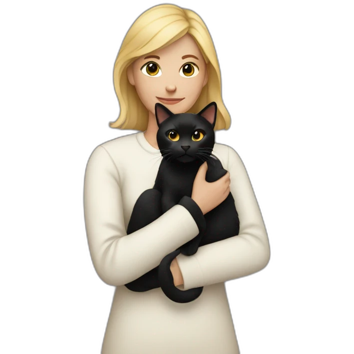Woman with black cat in arms emoji