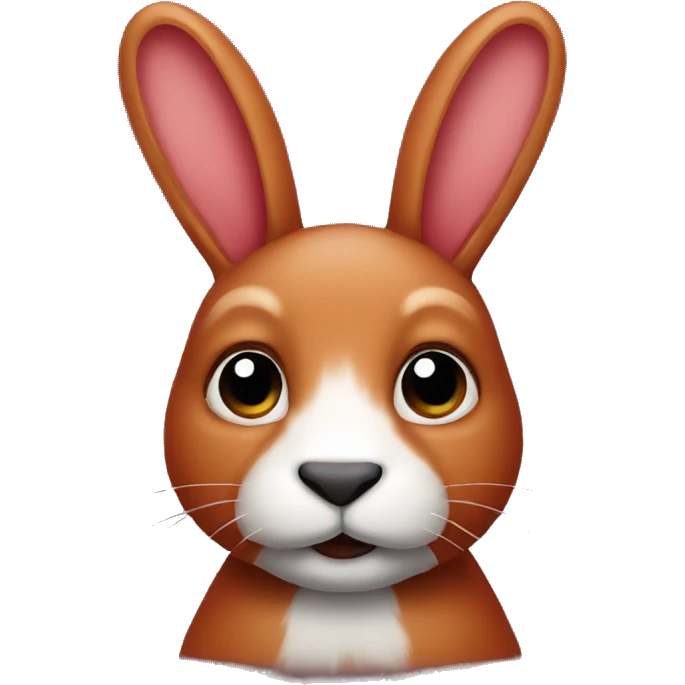 A red rabbit with a dark nose emoji