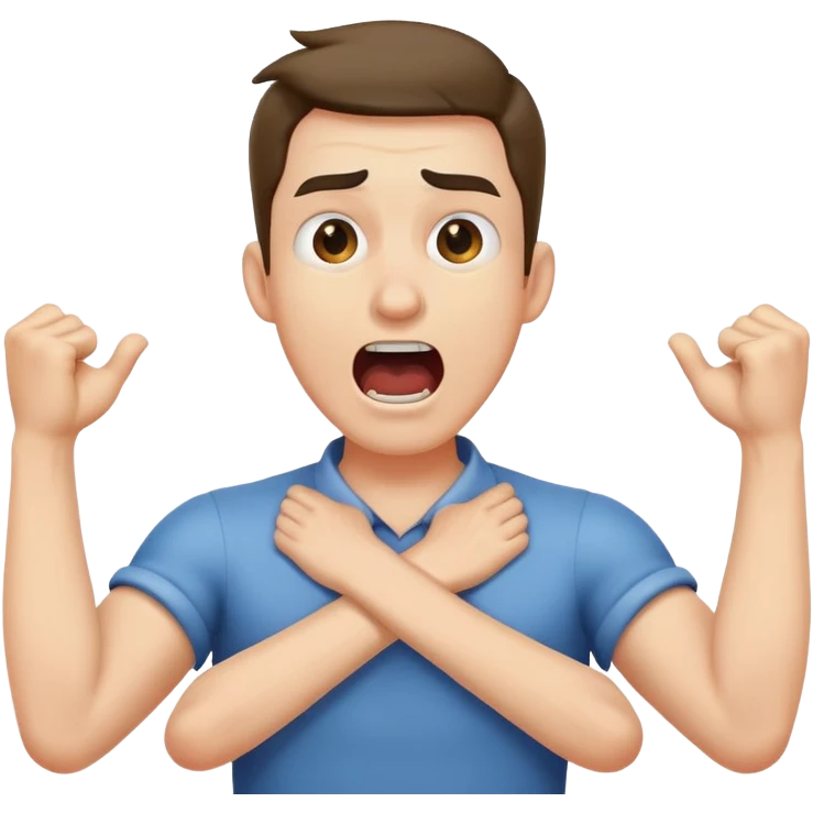 man arms crossing neck screaming emoji