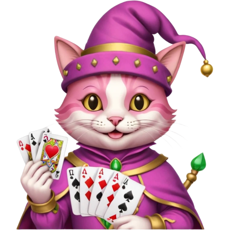court jester cat medieval, poker card ace, pink emoji