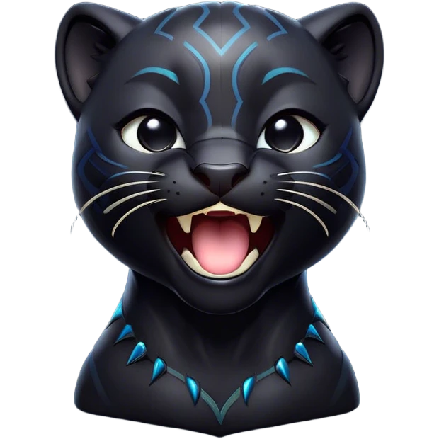 Cinematic Cute Yawning black Panther Portrait Emoji, Head tilted slightly with a dramatic, wide-open yawn, showcasing a sleek, shadowy form with drowsy, half-closed eyes and a relaxed, open expression, Simplified yet irresistibly adorable features, highly detailed, glowing with a soft, cozy dark glow, high shine, relaxed yet expressive, stylized with a dash of whimsical elegance, soft glowing outline, capturing the essence of a drowsy yet affectionate jungle guardian that appears ready to stretch out for a nap! emoji