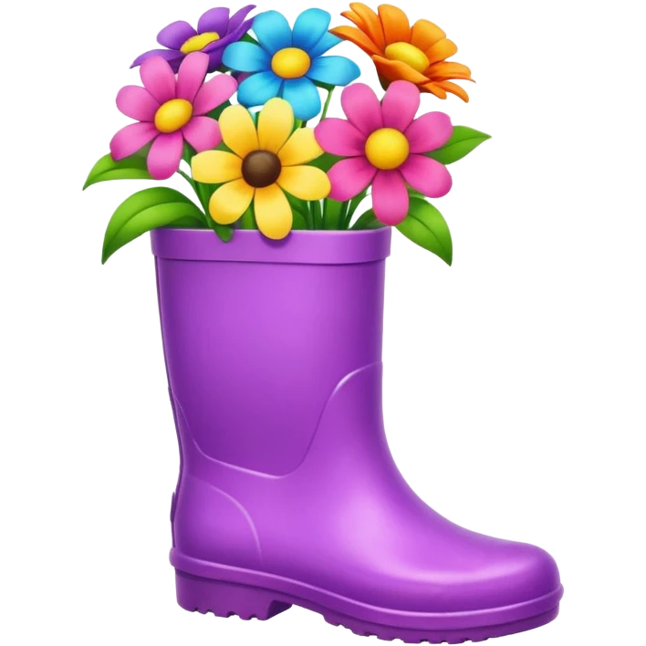 colorful flowers in rainboot emoji