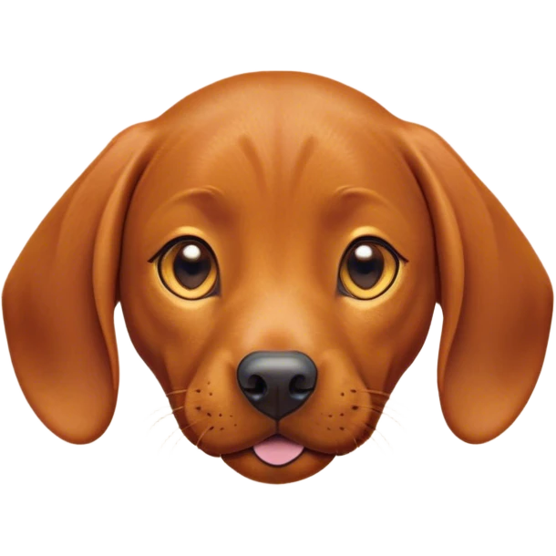 Cinematic Cute Vizsla Portrait Emoji, Head tilted playfully and inquisitively, featuring a sleek rust and gold Fur with a natural sheen, round, sparkling amber eyes filled with curiosity, Simplified yet irresistibly adorable features, highly detailed, glowing with a warm, friendly glow, high shine, affectionate and spirited, stylized with a touch of whimsy, bright and endearing, soft glowing outline, capturing the essence of a mischievous yet loving companion, so playful it feels like it could dash out of the screen and into your arms! emoji
