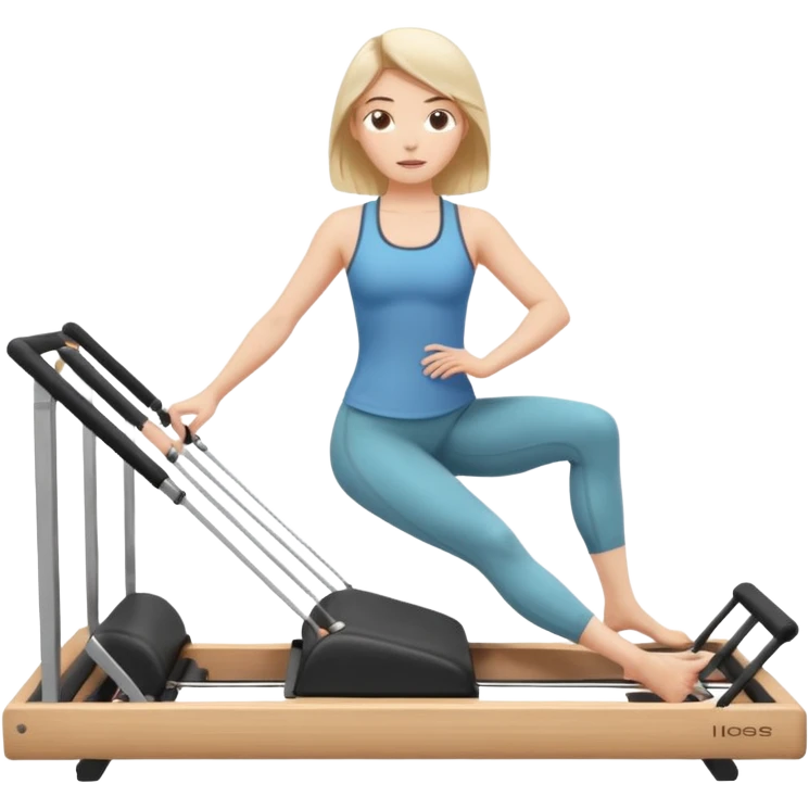 girl doing reformer Pilates focused expression emoji