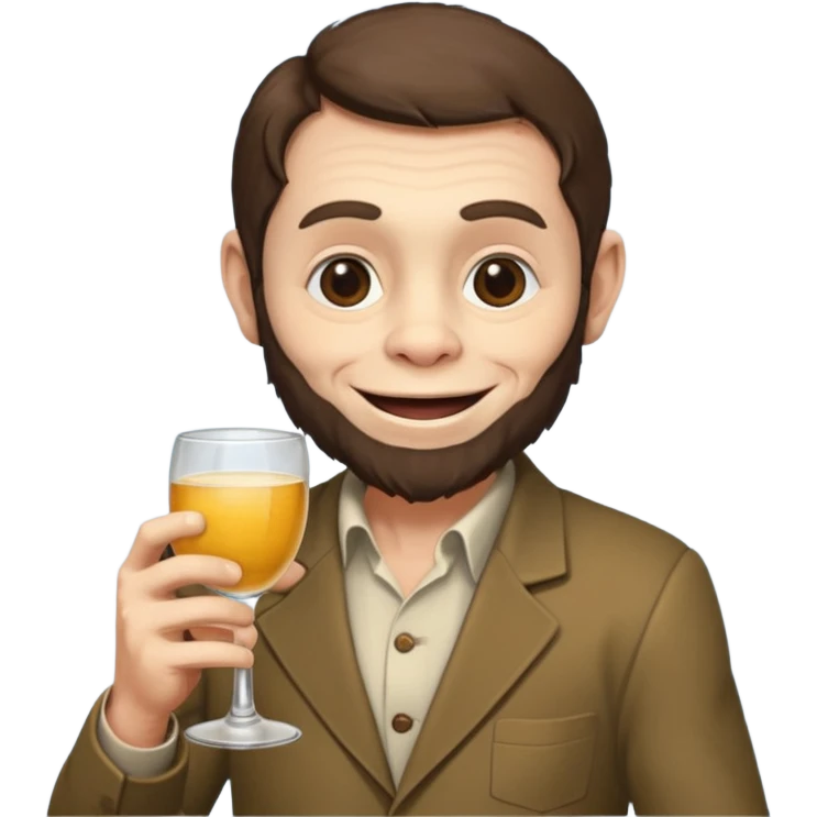 Darwin hugging an australopithecine and raising a toast emoji