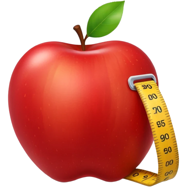 apple with a measuring tape emoji