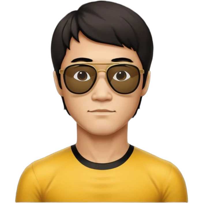 Man with bruce lee haircut, wearing dark glasses emoji