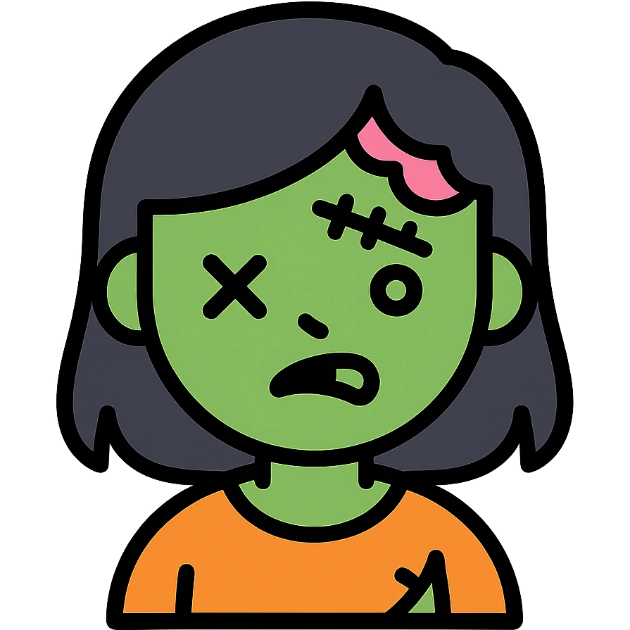 zombie girl with dark hair emoji