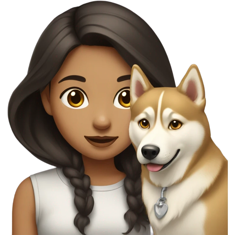 A girl Dark brown  hair next to a light dorée  Husky emoji