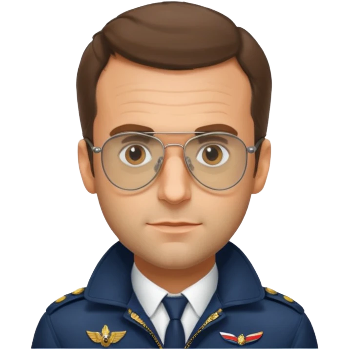 Emanuel macron avec des lunettes de pilot d’avion emoji