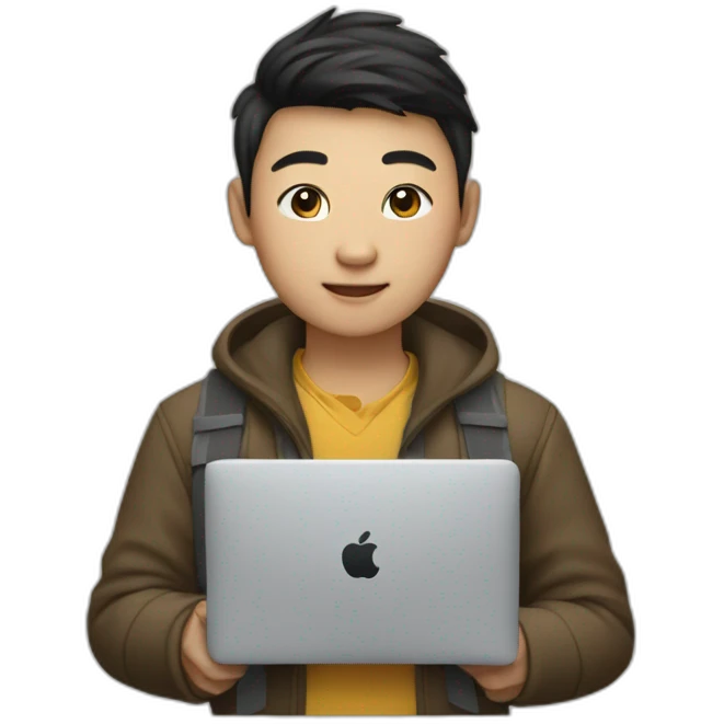 mongolian teenager with macbook emoji
