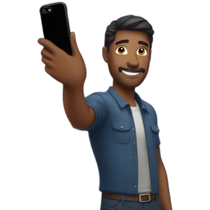 A man who taking selfie with Iphone 14 emoji