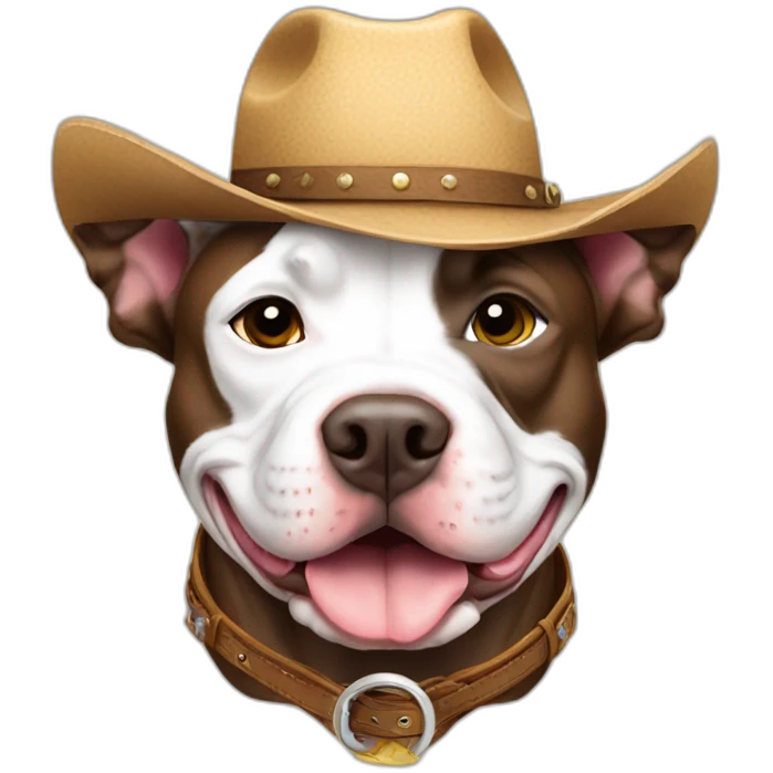Pitbull wearing cowboy hat emoji