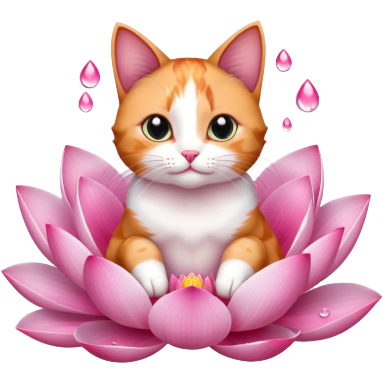 cat sitting lotus flower emoji