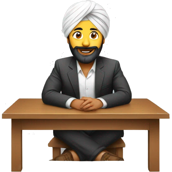 Sardar wearing turban guy sit on desk emoji