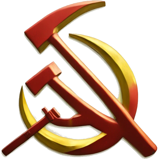 hammer and sickle logo, communism, yellow metal emoji
