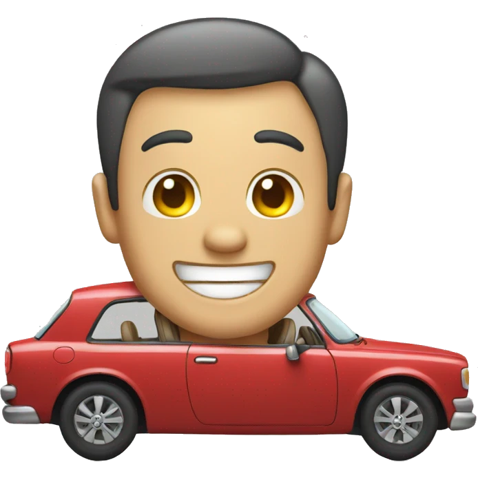 laught man around the car emoji