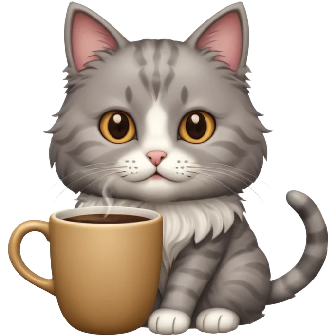 Cat with a cup of coffee emoji