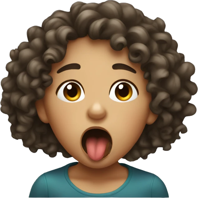 Curly haired girl coughing  emoji