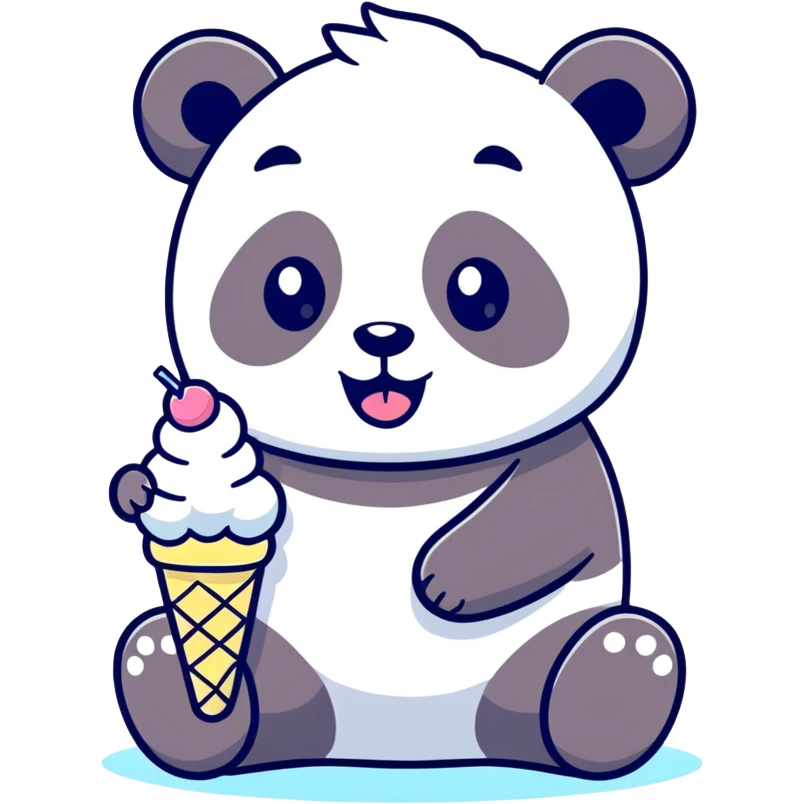 Panda eating ice cream emoji