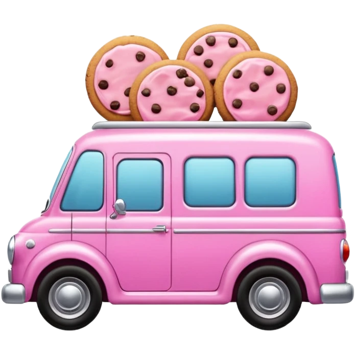 Pink bakery delivery car cookies emoji