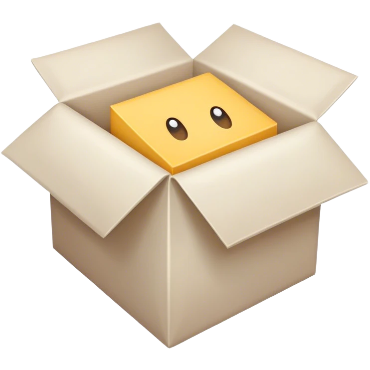 Box with white fabric inside, folded up emoji