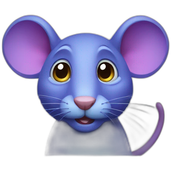 blue/purple rat with a stupid look emoji