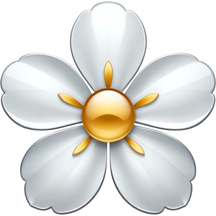 white sakura with a metallic finish emoji