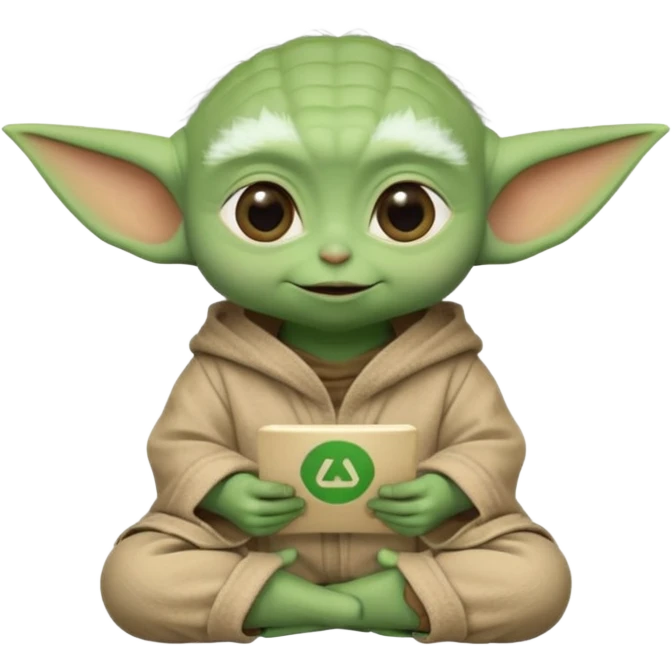 Baby Yoda sitting cross-legged with numbers and mathematical formulas coming out of his mind emoji